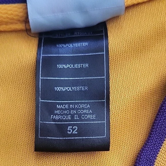 Adidas Men's Coby Bryant Yellow and Purple Men's Basketball Jersey XL - Picture 3 of 3